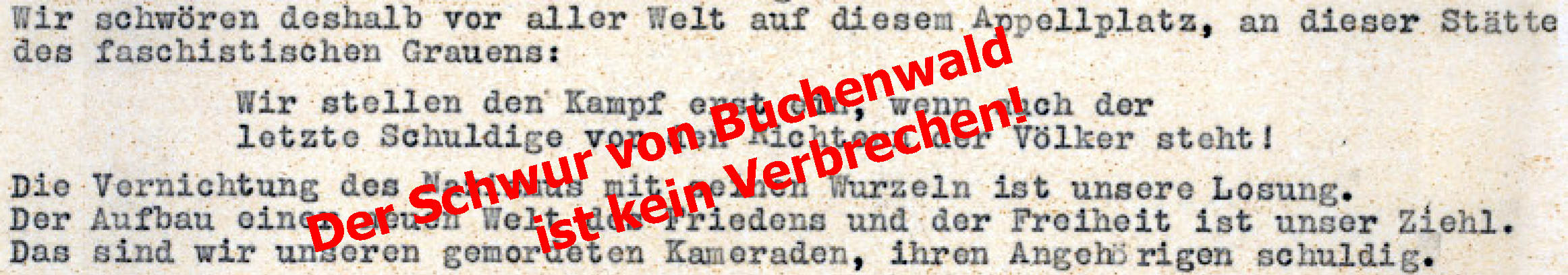 Wir bekräftigen den Schwur von Buchenwald!