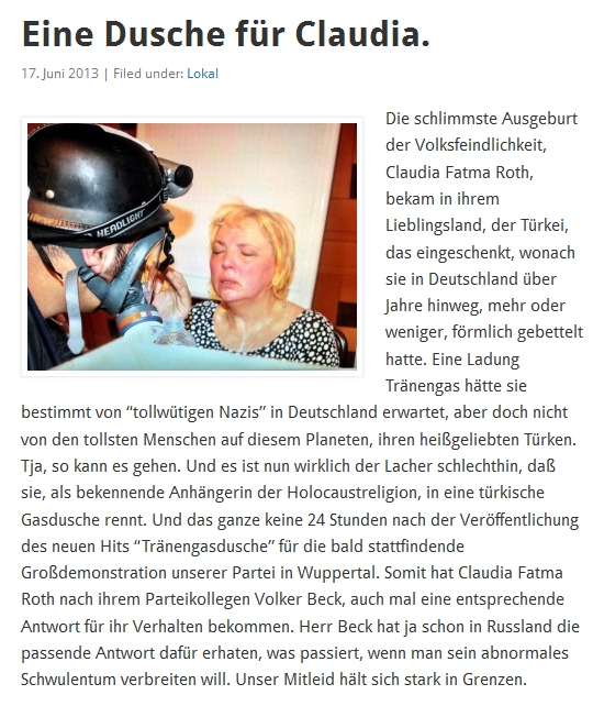Holocaustleugnung der Partei "Die Rechte Wuppertal"? "Eine Dusche für Claudia"