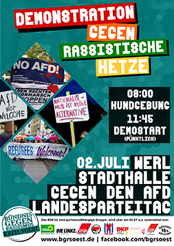 Kein Platz für Rassismus! Auf die Straße gegen den Landesparteitag der AfD in Werl!