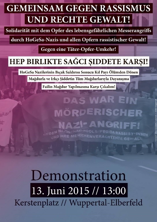 Kommt alle 13. Juni 2015 nach Wuppertal – Gemeinsam gegen Rassismus und rechte Gewalt!